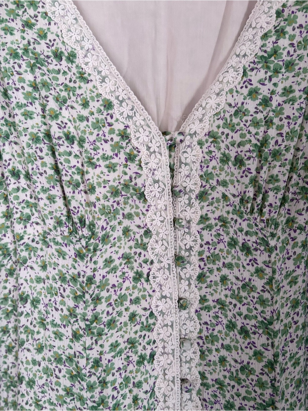 NWT Zoco Floral Maxi Dress Cottagecore Prairie Lace Trim XL - Picture 7 of 8